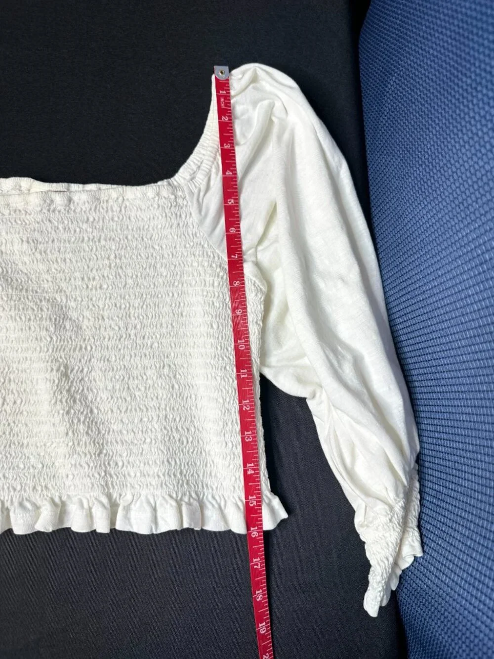 Anthropologie Pilcro Smocked Puff Sleeve Ivory Top MEDIUM Boho Hippie Cottage